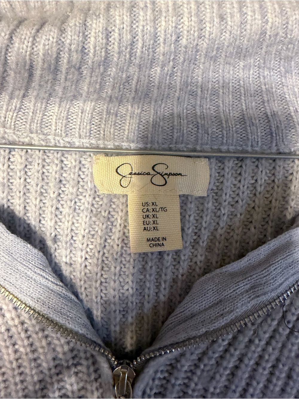 Jessica Simpson Light Blue Ribbed Quarter-Zip Pullover - Picture 4 of 4